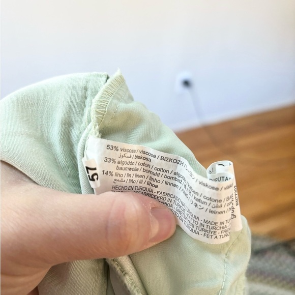 Zara mint green linen blend high rise trouser shorts size SM blogger favorite - Picture 4 of 4